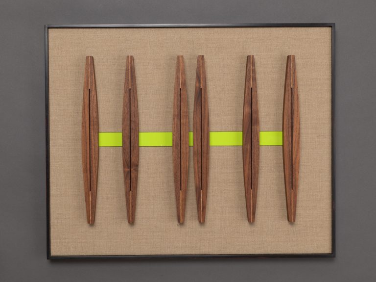 Walnut, White Oak, Acrylic, Linen.  17.25" x 21.25"